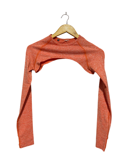 GYMSHARK |M| BUST 16| SEAMLESS LONG SLEEVE ULTRA CROP TOP SHRUG – MARL ORANGE