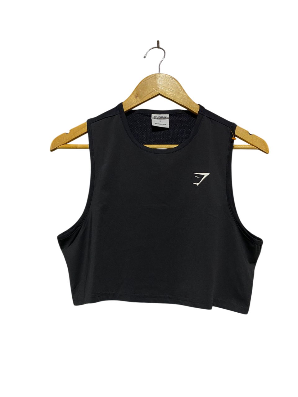 GYMSHARK |S| BUST 18| BLACK PERFORMANCE CROPPED TANK