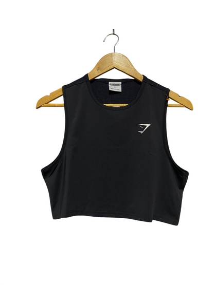 GYMSHARK |S| BUST 18| BLACK PERFORMANCE CROPPED TANK
