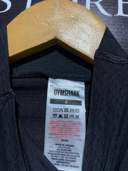 GYMSHARK |S| BUST 14| BLACK SEAMLESS LONG-SLEEVE CROPPED TOP