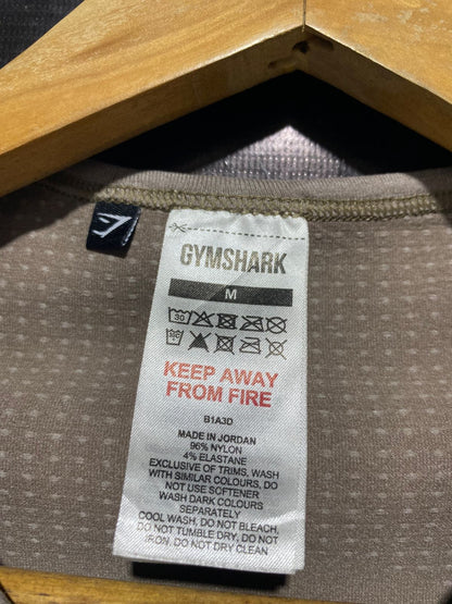 GYMSHARK |S| BUST 14| SEAMLESS LONG SLEEVE CROP TOP TAUPE/BEIGE