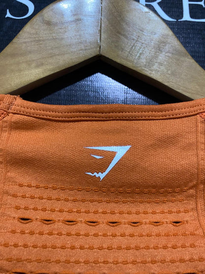 GYMSHARK |S| BUST 14| SEAMLESS ORANGE LONG SLEEVE CROP