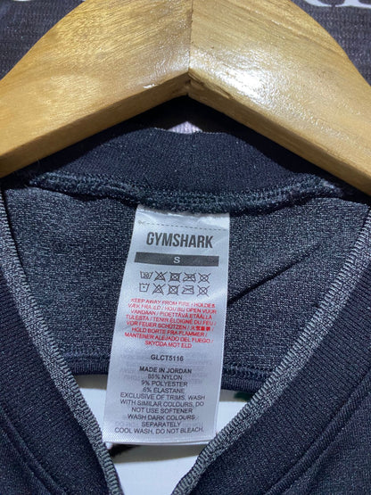 GYMSHARK |S| BUST 13| WOMEN’S BLACK CROPPED T-SHIRT TEXTURED PANEL DESIGN