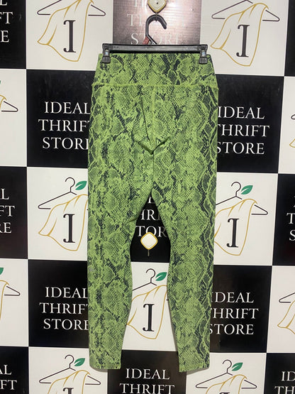 ALO |S| WAIST 26| LIME GREEN SNAKE SKIN PRINT PERFORMANCE LEGGINGS