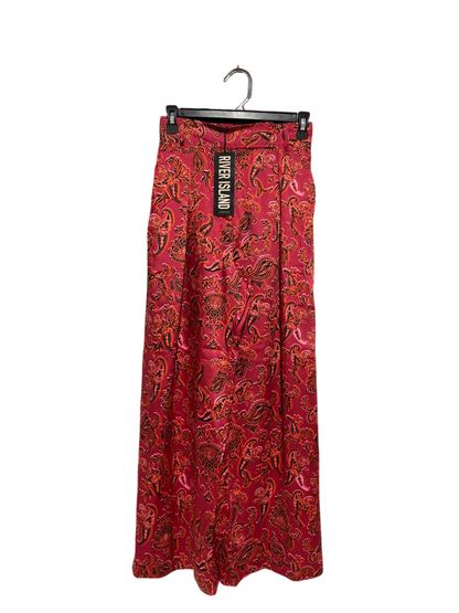 RIVER ISLAND |S| WAIST 26| B6| RED & ORANGE PRINTED PALAZZO TROUSERS