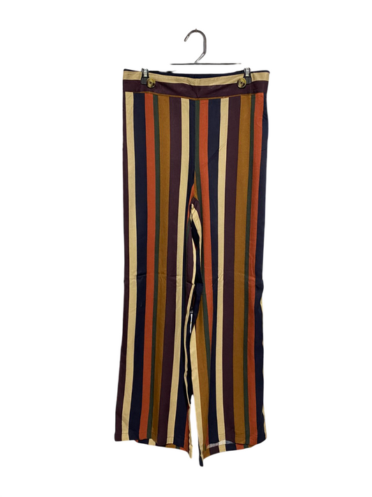 TU WOMAN |XL| WAIST 32| B3| VINTAGE-INSPIRED MULTICOLORED STRIPE WIDE-LEG PANTS