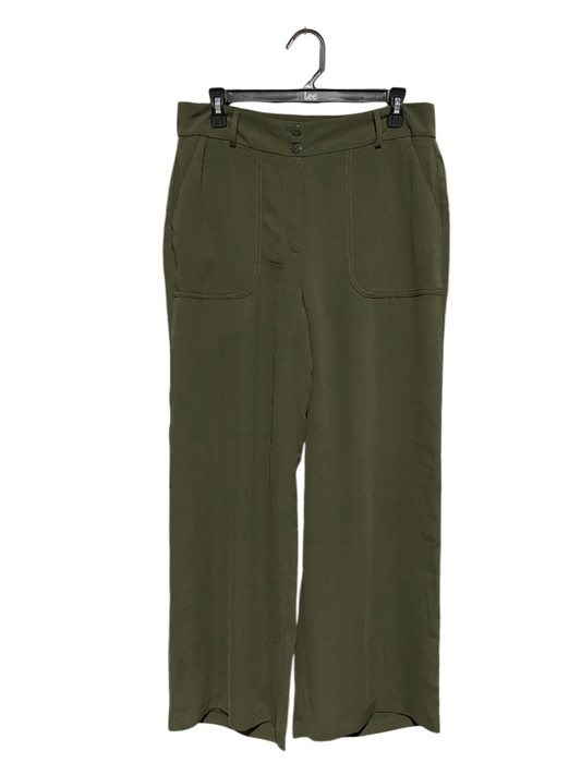 TAILORED |L| WAIST 32| B3| PREMIUM OLIVE GREEN WIDE-LEG UTILITY TROUSERS