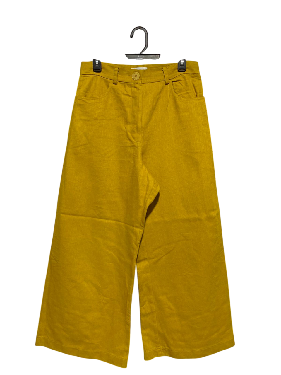 HEW |L| WAIST 30| B3| PREMIUM MUSTARD YELLOW WIDE-LEG LINEN TROUSERS