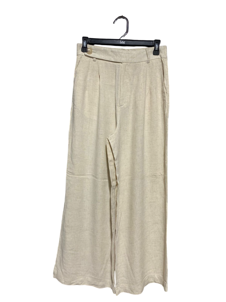 STRADIVARIUS |M| WAIST 28| B6| PREMIUM LINEN BLEND WIDE LEG TROUSERS - OATMEAL