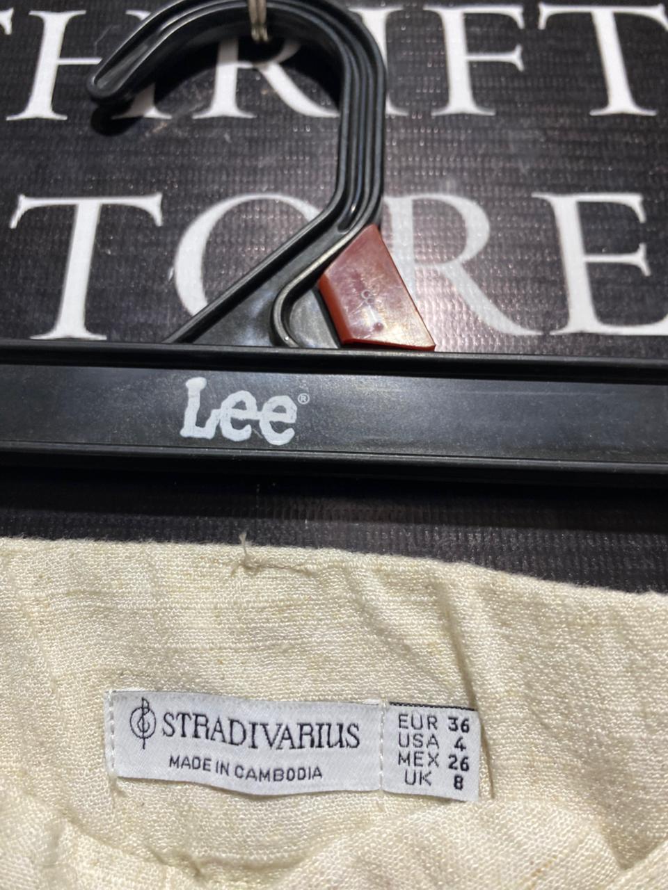 STRADIVARIUS |M| WAIST 28| B6| PREMIUM LINEN BLEND WIDE LEG TROUSERS - OATMEAL