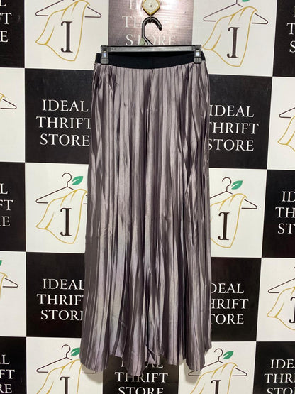 ANAYA |S| WAIST 26| B3| METALLIC SILVER ACCORDION PLEATED MAXI SKIRT