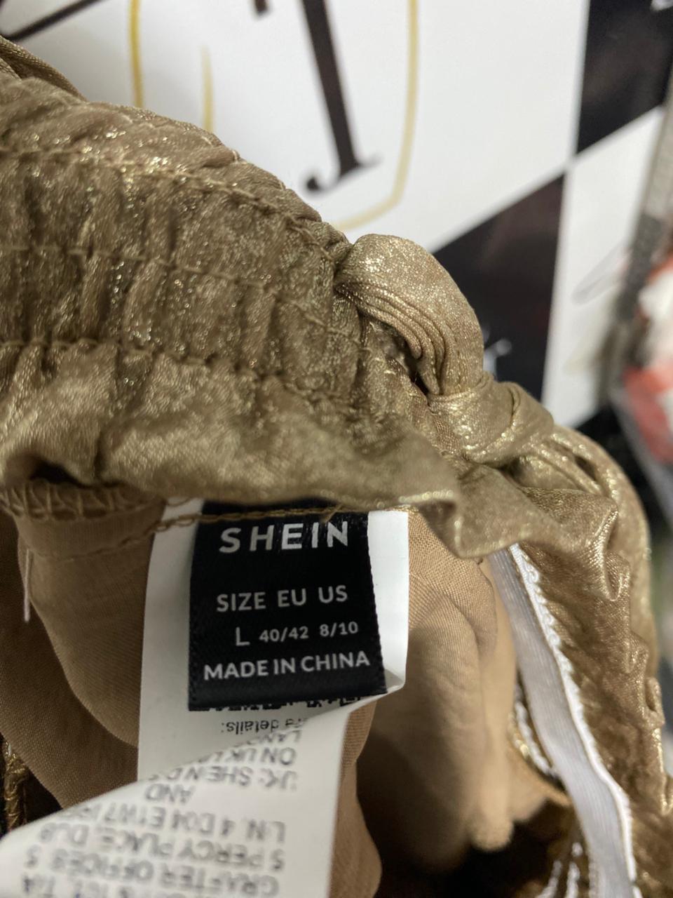 SHEIN |M| WAIST 28| B3| LUXURY METALLIC GOLD WIDE-LEG PALAZZO PANTS