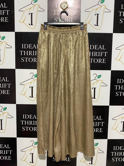 SHEIN |M| WAIST 28| B3| LUXURY METALLIC GOLD WIDE-LEG PALAZZO PANTS