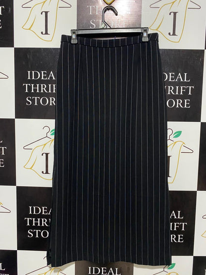 M&S |L| WAIST 30| B3| COLLECTION PINSTRIPE MAXI SKIRT WITH SIDE SLIT