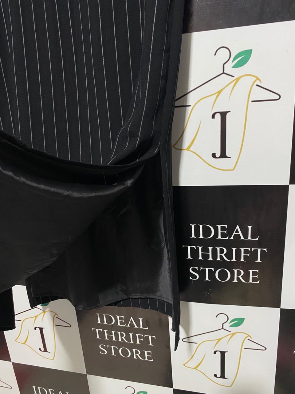 M&S |L| WAIST 30| B3| COLLECTION PINSTRIPE MAXI SKIRT WITH SIDE SLIT