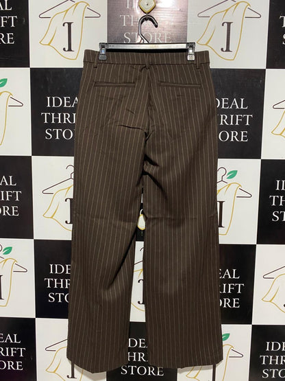 MONKI |L| WAIST 31| B3| PREMIUM DARK BROWN PINSTRIPE WIDE-LEG TROUSERS