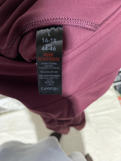 Women's High-Waisted Athletic Leggings - Maroon with Cream Side Stripe |L| WAIST 28| B3|