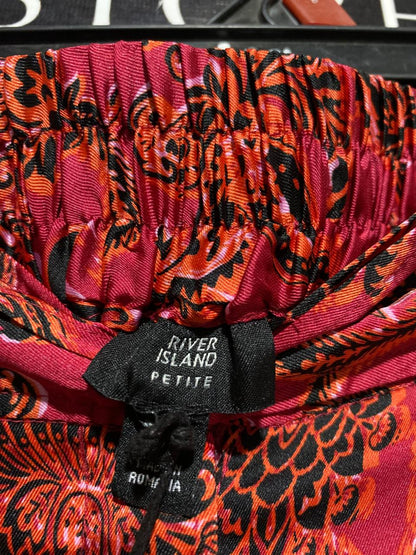 RIVER ISLAND |S| WAIST 26| B6| RED & ORANGE PRINTED PALAZZO TROUSERS