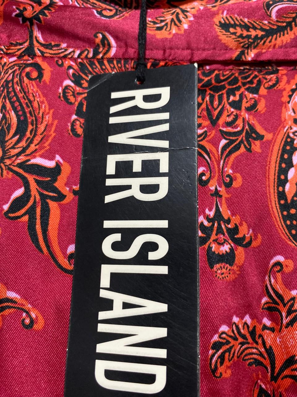 RIVER ISLAND |S| WAIST 26| B6| RED & ORANGE PRINTED PALAZZO TROUSERS
