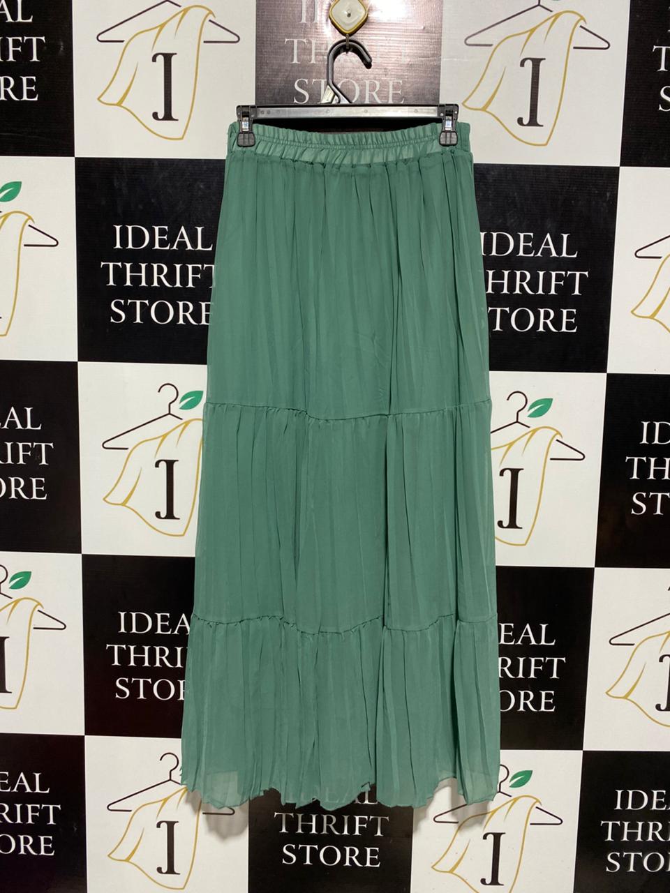 LISSE |S| WAIST 26| B3| WOMEN’S SAGE GREEN PLEATED MAXI SKIRT
