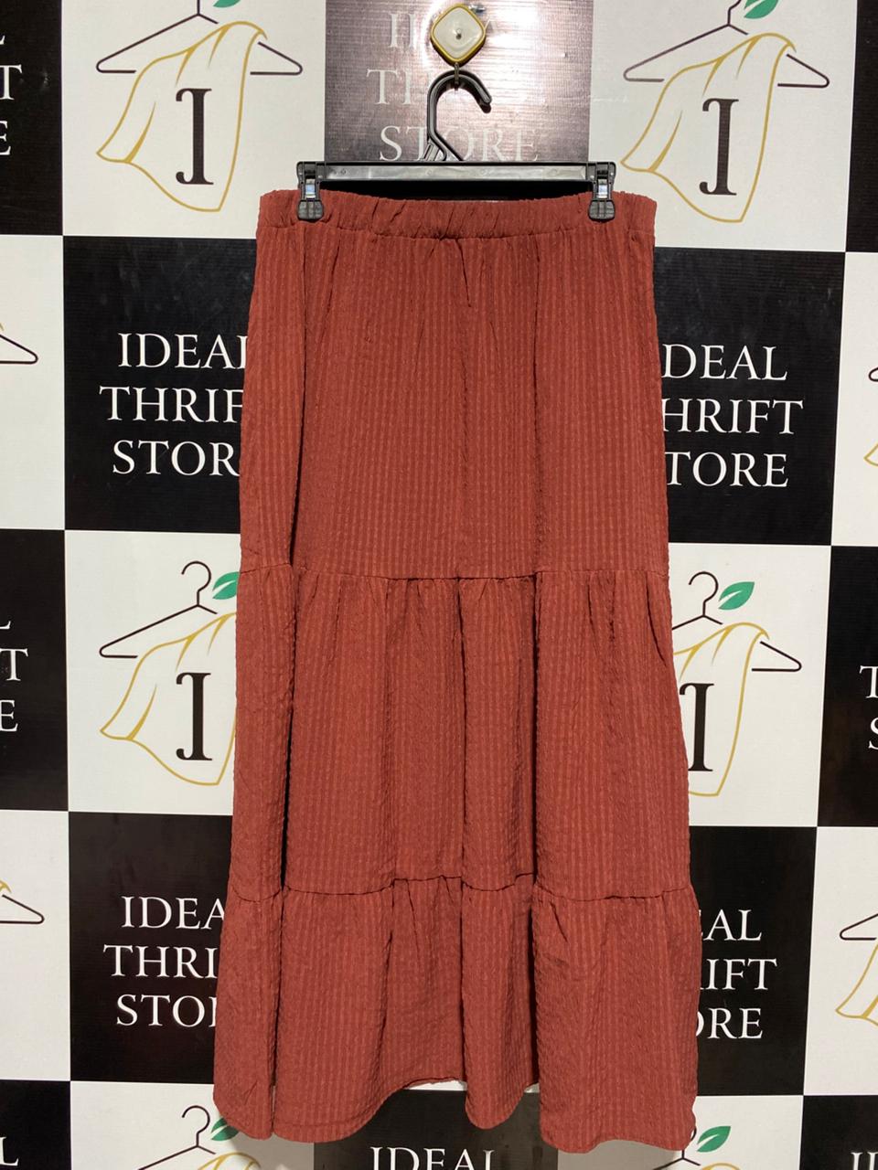 PRIMARK |M| WAIST 32| B3| WOMEN’S RUST-COLORED TIERED MIDI/MAXI SKIRT