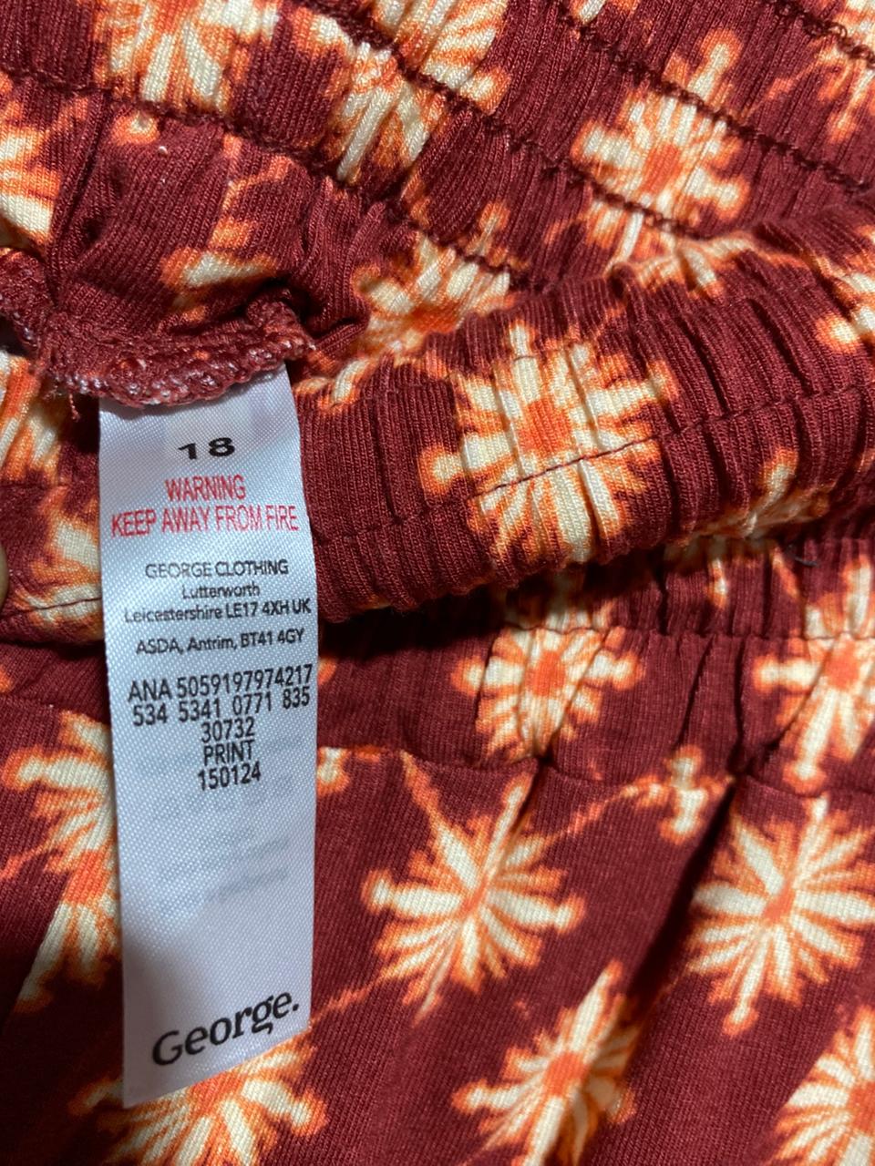 GEORGE |XL| WAIST 34| B3| WOMEN’S TERRACOTTA GEOMETRIC PRINT WIDE-LEG PANTS