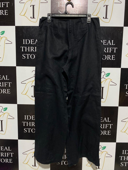 PERUNA |XL| WAIST 32| B6| WOMEN'S CHIC BLACK WRAP-FRONT WIDE-LEG TROUSERS