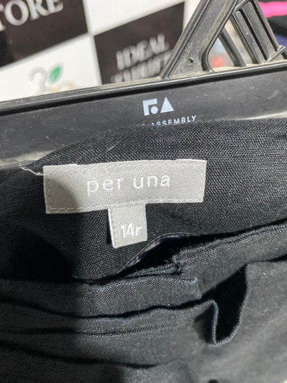 PERUNA |XL| WAIST 32| B6| WOMEN'S CHIC BLACK WRAP-FRONT WIDE-LEG TROUSERS