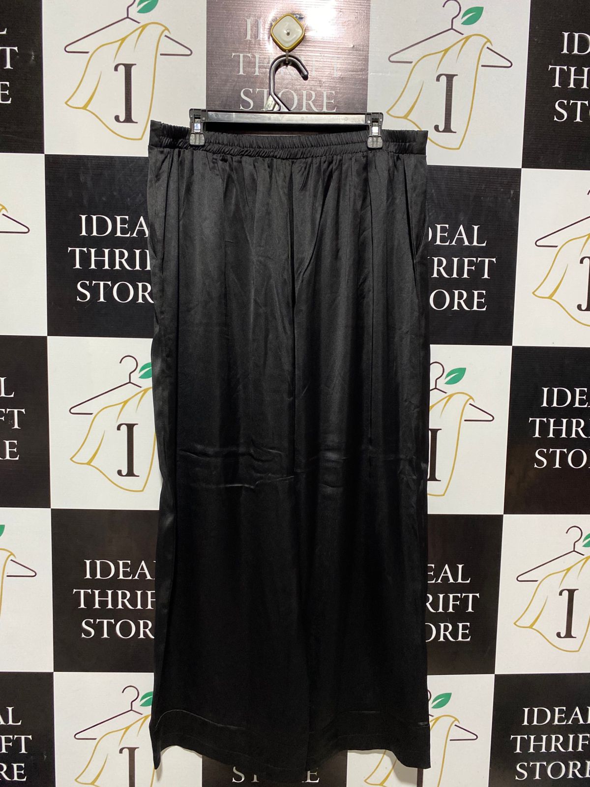 DOROTHY PERKINS |XXL| WAIST 36| WOMEN'S LUXURIOUS BLACK SATIN WIDE-LEG TROUSERS