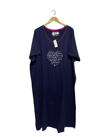 SLEEP |XXL| BUST 33| B4| NAVY BLUE OVERSIZED SLEEP DRESS WITH HEART SCRIPT GRAPHIC