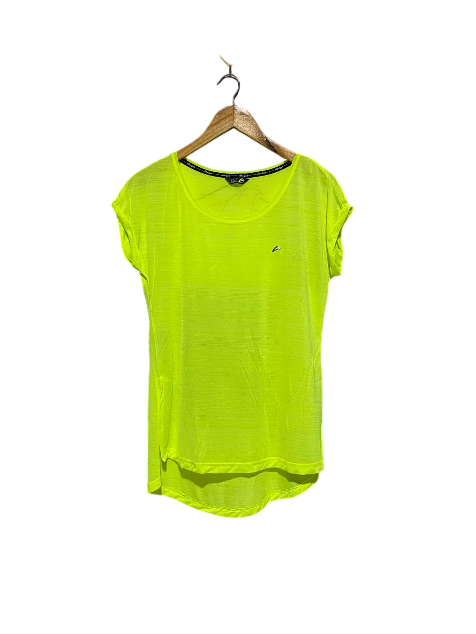 F&F |M| BUST FREE | B4| NEON LIME YELLOW HIGH-LOW ACTIVEWEAR TEE WITH CAP SLEEVES