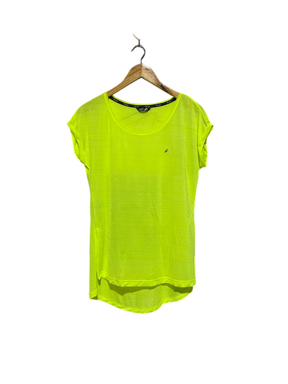 F&F |M| BUST FREE | B4| NEON LIME YELLOW HIGH-LOW ACTIVEWEAR TEE WITH CAP SLEEVES