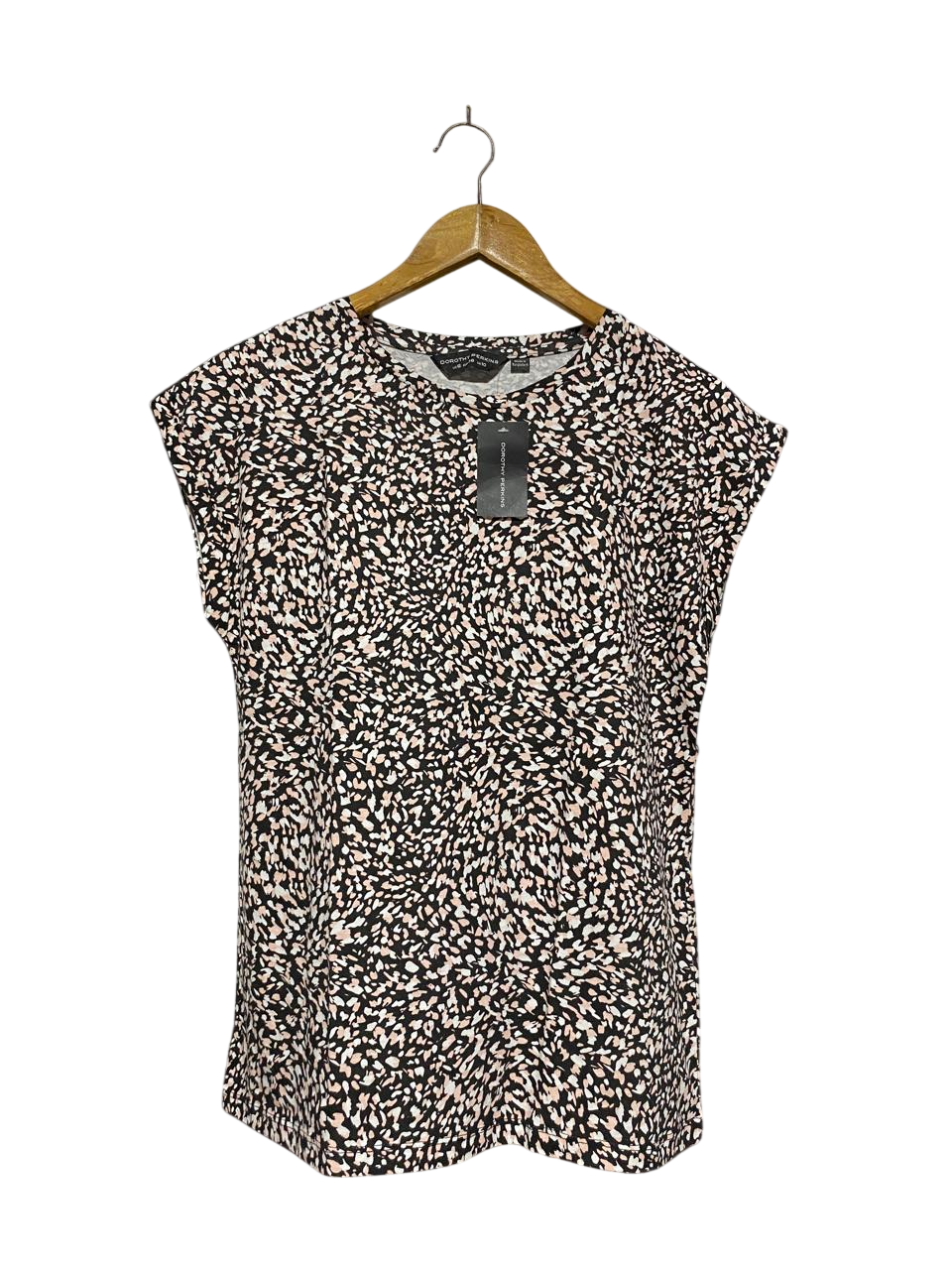 DOROTHY PERKINS |M| BUST 20| B4| MONOCHROME SPECKLE PRINT CAP SLEEVE BLOUSE