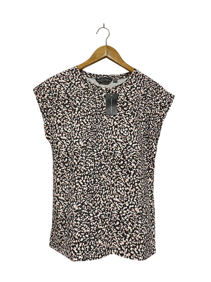 DOROTHY PERKINS |M| BUST 20| B4| MONOCHROME SPECKLE PRINT CAP SLEEVE BLOUSE