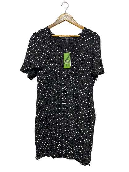 GEORGE |M| BUST 19| B4| BLACK & WHITE POLKA DOT V-NECK MINI DRESS WITH TIE DETAIL