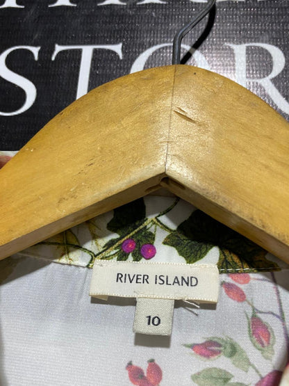 RIVER ISLAND |M| BUST 20| B4| FLORAL PRINT SATIN BUTTON-DOWN LONG SLEEVE SHIRT