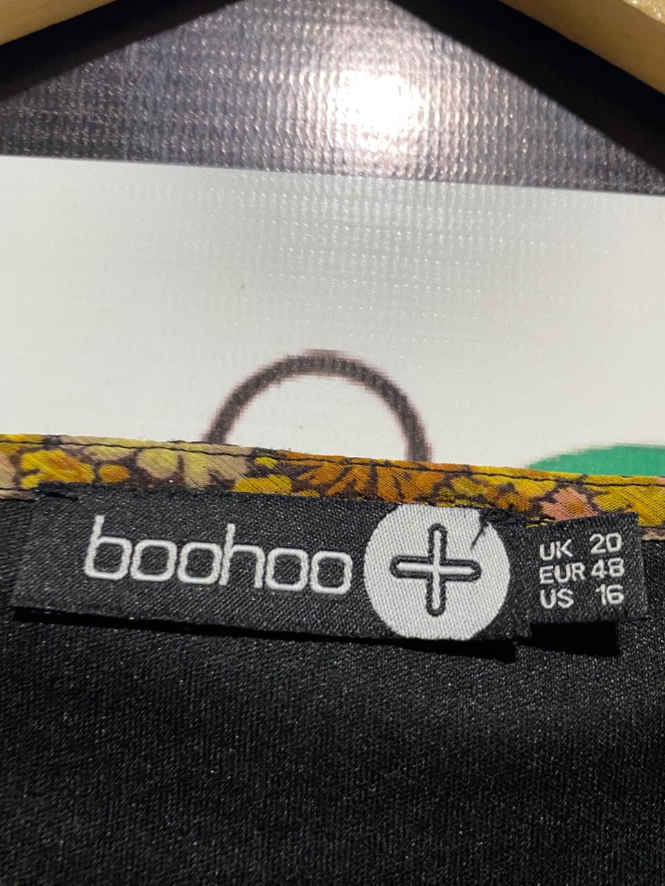 BOOHOO |XL| BUST 21| B4| PLUS MUSTARD FLORAL PRINT RUFFLE DETAIL MINI DRESS