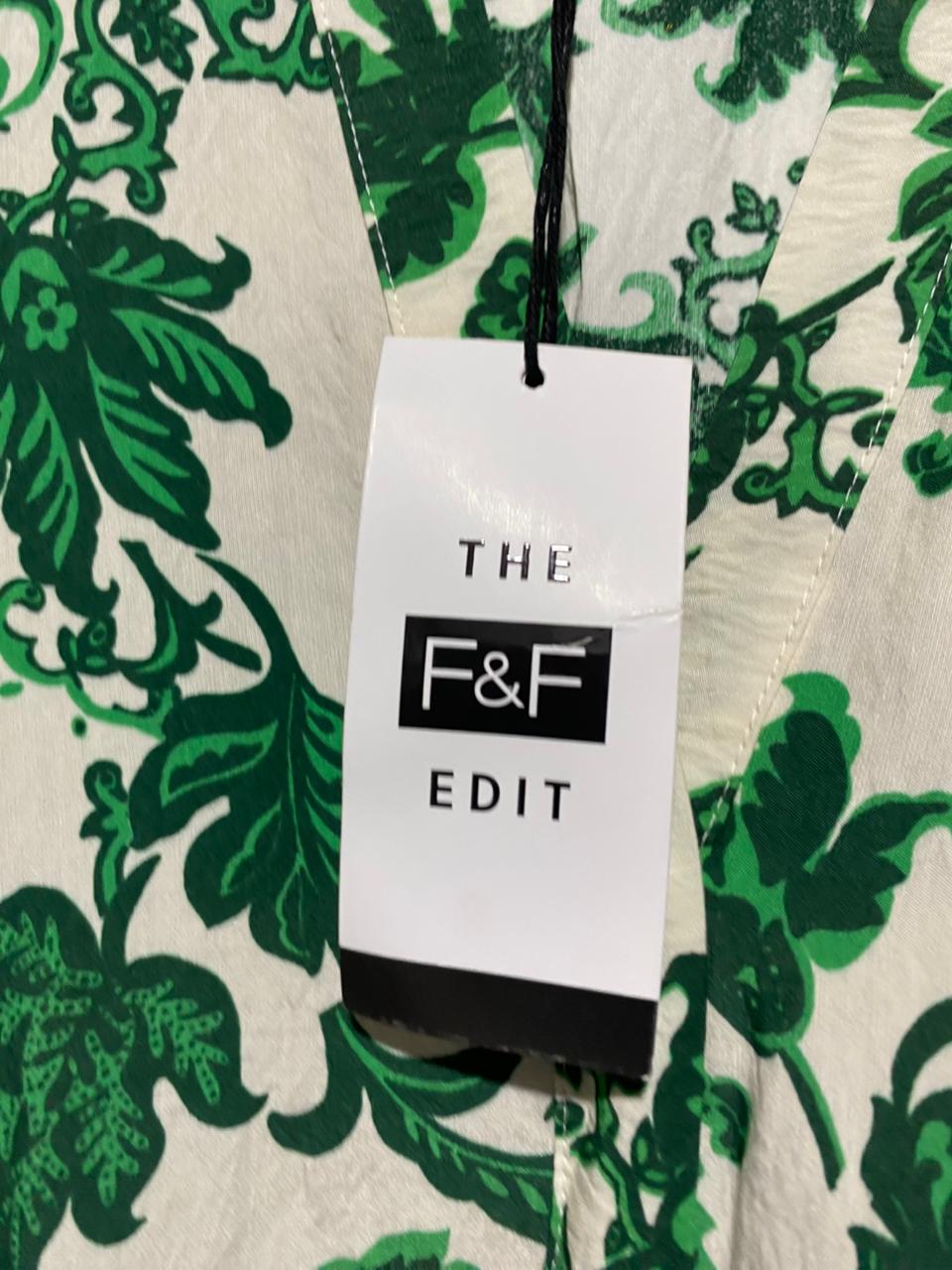 F&F |M| BUST 20| B4| THE EDIT GREEN BAROQUE PRINT PEPLUM HEM MINI SHIRT DRESS