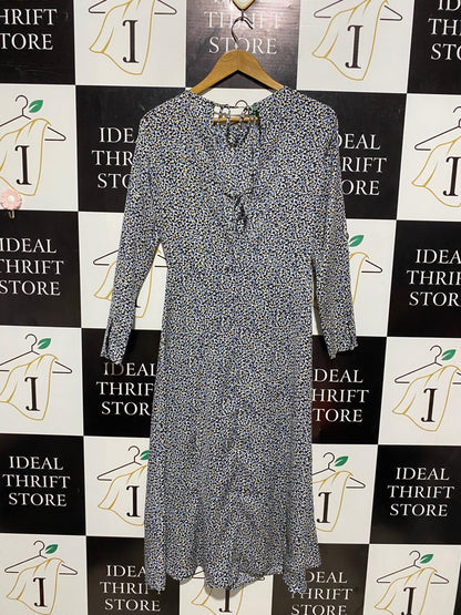 H&M |M| BUST 17| B4| VINTAGE-STYLE DITSY FLORAL PRINT LONG SLEEVE MIDI DRESS
