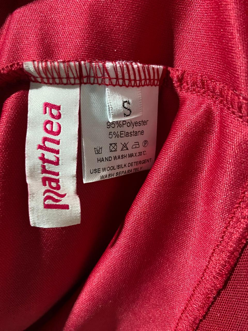 MARTHEA |S| BUST 18| B4| RED GLITTER MESH RUCHED BODYCON MINI DRESS WITH FLARE SLEEVES