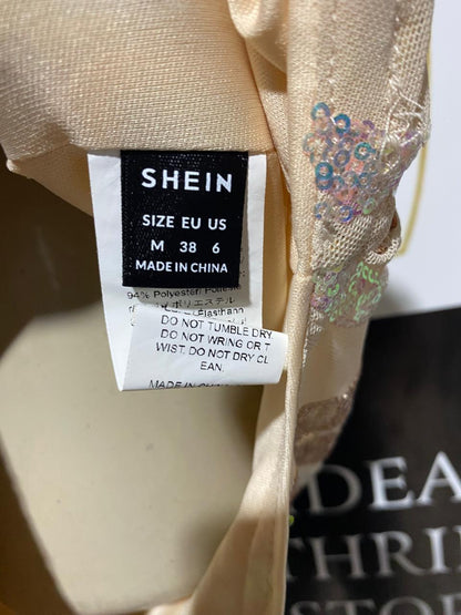 SHEIN |M| BUST 20| B4| GLITTY CHAMPAGNE SEQUIN CUT-OUT ASYMMETRICAL MINI DRESS