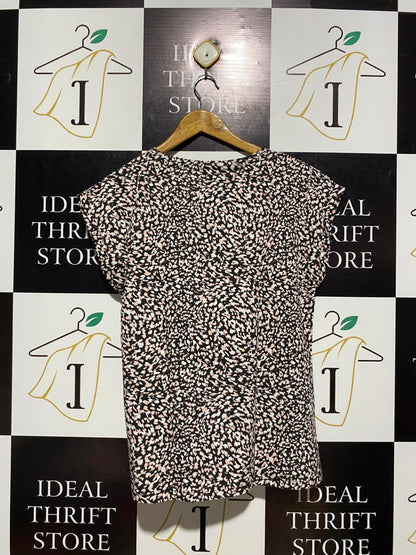 DOROTHY PERKINS |M| BUST 20| B4| MONOCHROME SPECKLE PRINT CAP SLEEVE BLOUSE