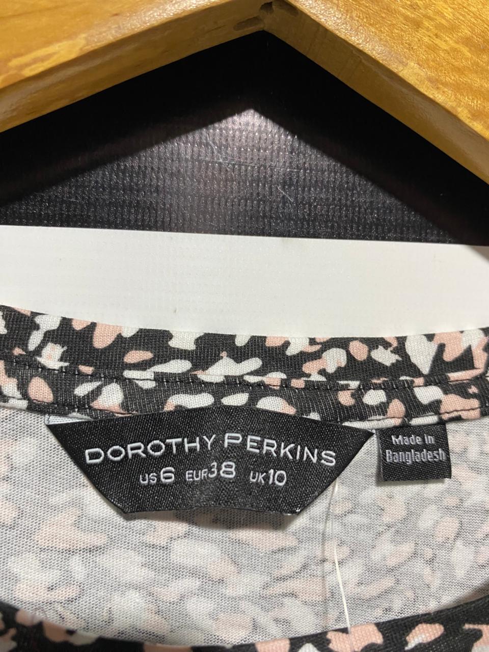 DOROTHY PERKINS |M| BUST 20| B4| MONOCHROME SPECKLE PRINT CAP SLEEVE BLOUSE