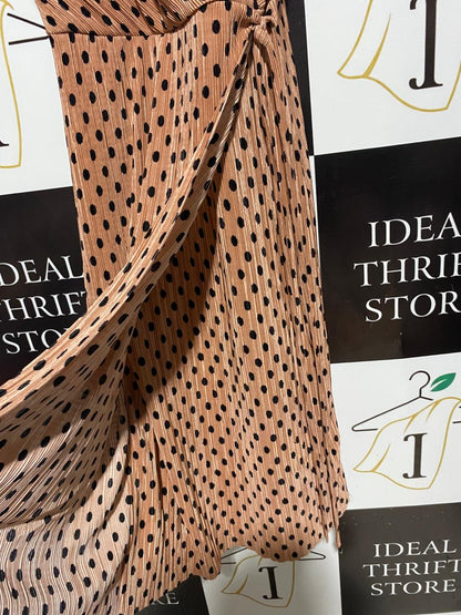 RIVER ISLAND |M| BUST 15| B4| PEACH POLKA DOT PLEATED WRAP MIDI DRESS