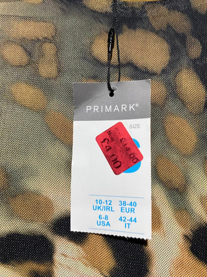 PRIMARK |S| BUST 15| B4| LEOPARD PRINT MESH LONG SLEEVE RUCHED MINI DRESS