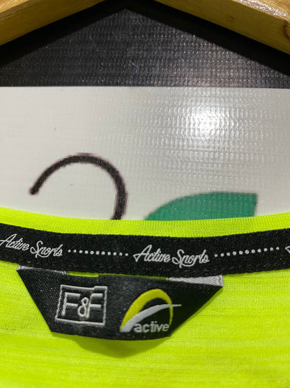 F&F |M| BUST FREE | B4| NEON LIME YELLOW HIGH-LOW ACTIVEWEAR TEE WITH CAP SLEEVES