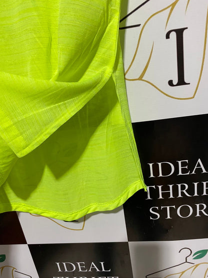 F&F |M| BUST FREE | B4| NEON LIME YELLOW HIGH-LOW ACTIVEWEAR TEE WITH CAP SLEEVES