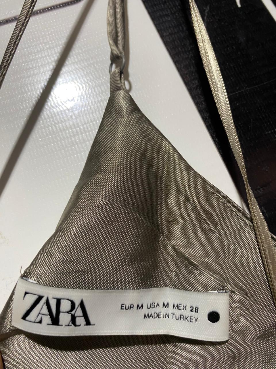 ZARA |M| BUST 16| B4| ELEGANT METALLIC SAGE GREEN RUCHE-FRONT SATIN SLIP MIDI DRESS