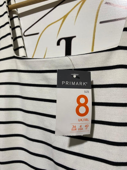 PRIMARK |S| BUST 14| B4| BLACK AND WHITE STRIPED BODYCON MIDI DRESS