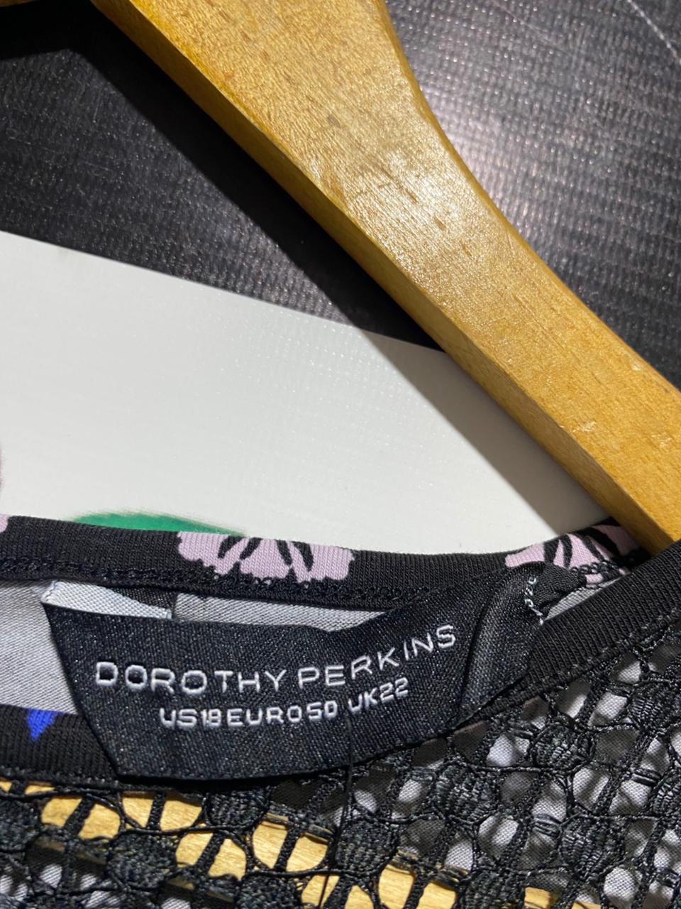 DOROTHY PERKINS |XXL| BUST 24| B4| NAVY BLUE FLORAL MINI DRESS WITH CROCHET LACE YOKE